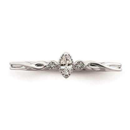 14k White Gold Beaded Edge Petite 3-Stone 1/15 carat Marquise Diamond Complete Promise/Engagement Ring