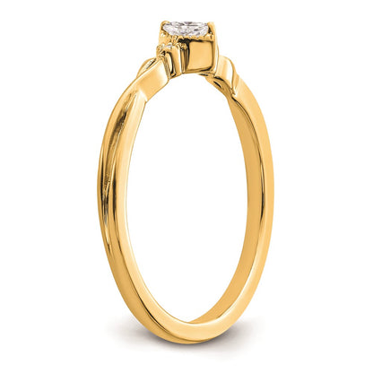 14k Beaded Edge Petite 3-Stone 1/15 carat Marquise Diamond Complete Promise/Engagement Ring