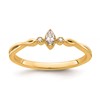 14k Beaded Edge Petite 3-Stone 1/15 carat Marquise Diamond Complete Promise/Engagement Ring