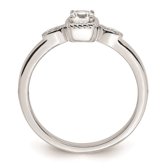 14k White Gold Rope Edge Petite 1/4 carat Cushion-cut Diamond Complete Promise/Engagement Ring