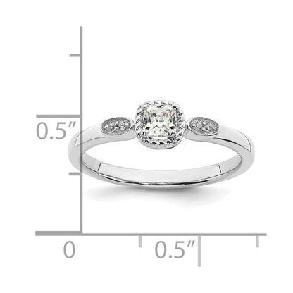 14k White Gold Rope Edge Petite 1/4 carat Cushion-cut Diamond Complete Promise/Engagement Ring