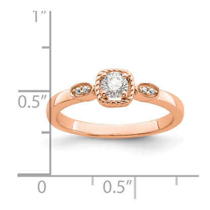 14k Rose Gold Rope Edge Petite 1/4 carat Round Diamond Complete Promise/Engagement Ring
