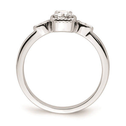 14k White Gold Rope Edge Petite 1/4 carat Round Diamond Complete Promise/Engagement Ring