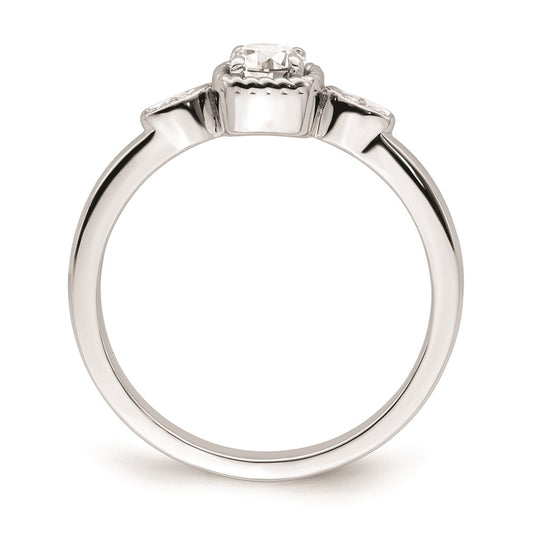 14k White Gold Rope Edge Petite 1/4 carat Round Diamond Complete Promise/Engagement Ring