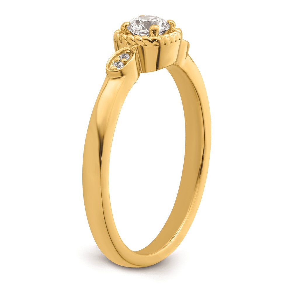 14k Rope Edge Petite 1/4 carat Round Diamond Complete Promise/Engagement Ring