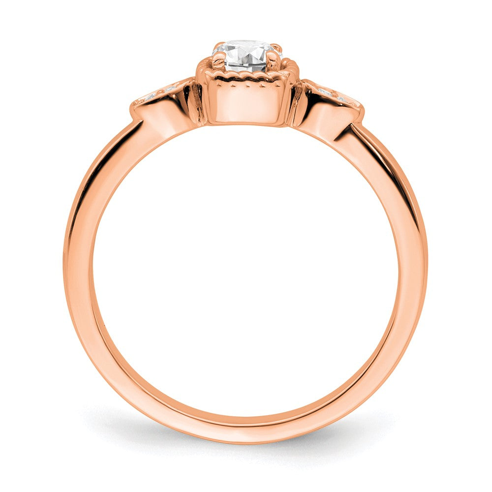 14K Rose Gold First Promise Lab Grown VS/SI+ G+ Dia Rope Edge Comp Ring