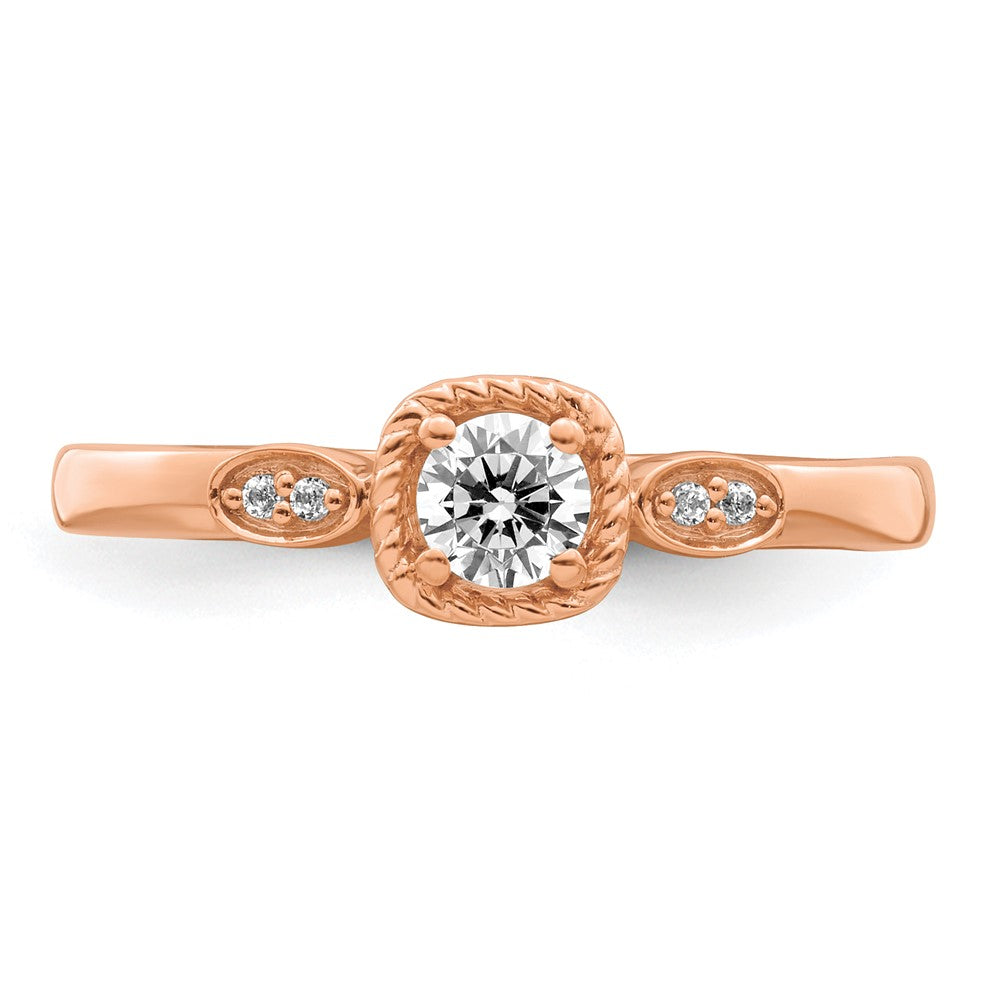 14K Rose Gold First Promise Lab Grown VS/SI+ G+ Dia Rope Edge Comp Ring