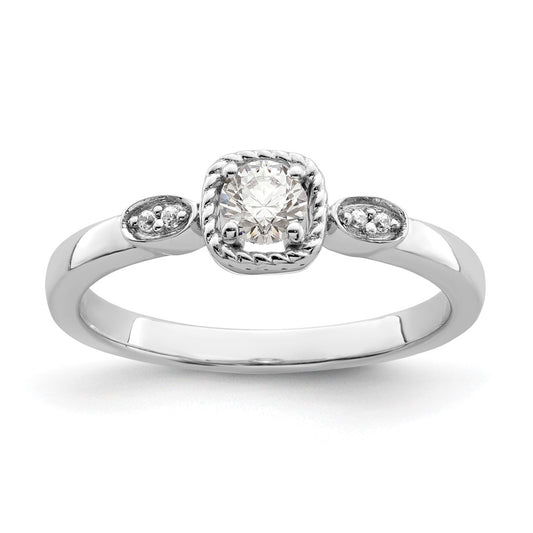 14K White Gold First Promise Lab Grown VS/SI+ G+ Dia Rope Edge Comp Eng Rin