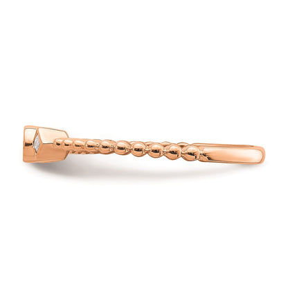 14k Rose Gold Scalloped Band Petite 3-Stone 1/15 carat Round Diamond Complete Promise/Engagement Ring