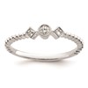 14k White Gold Scalloped Band Petite 3-Stone 1/15 carat Round Diamond Complete Promise/Engagement Ring