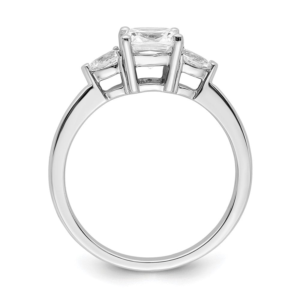 14k White Gold 3 Stone Pear/Cushion Semi-Mount Including 2-Pear Side Stones Dia Ring