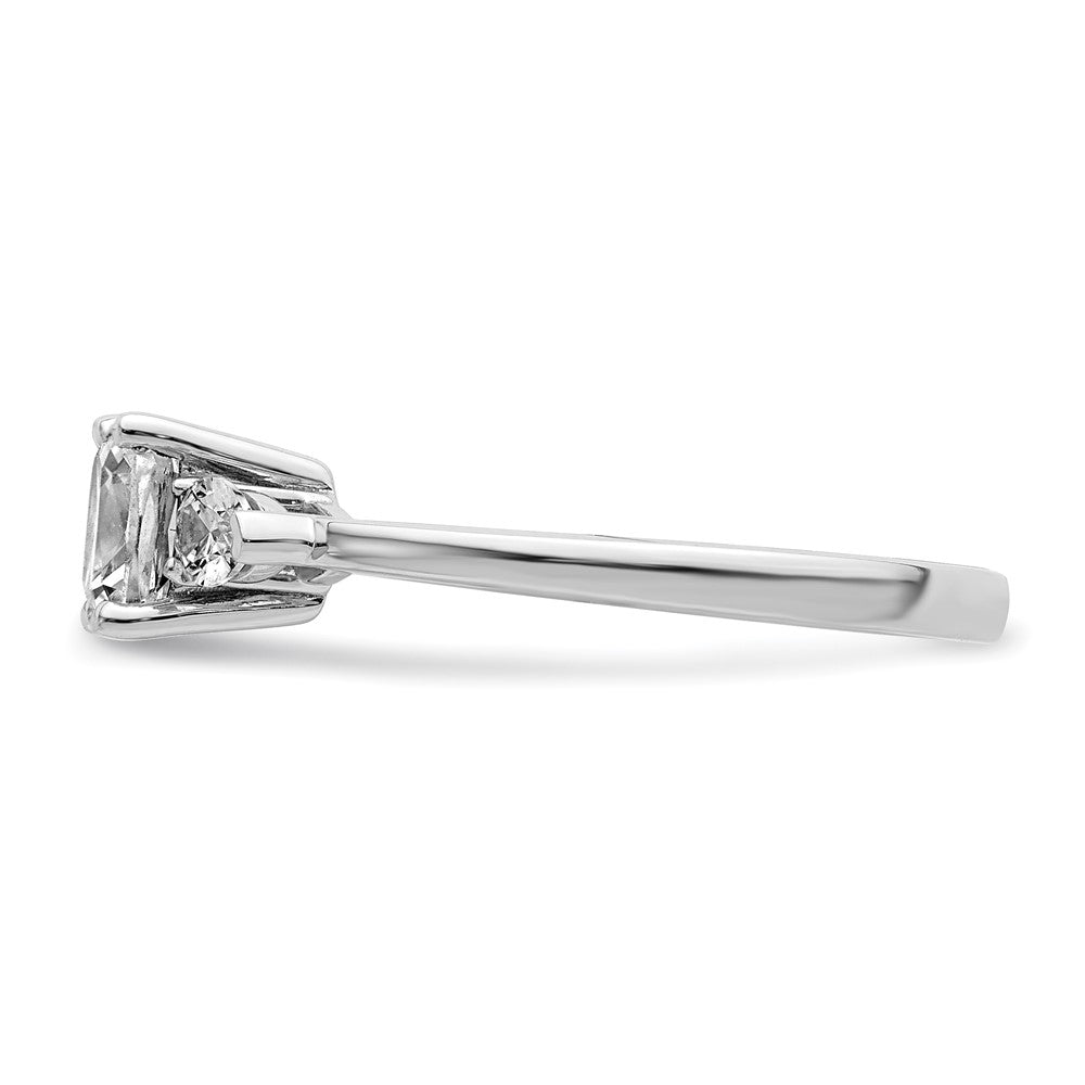 14k White Gold 3 Stone Pear/Cushion Semi-Mount Including 2-Pear Side Stones Dia Ring