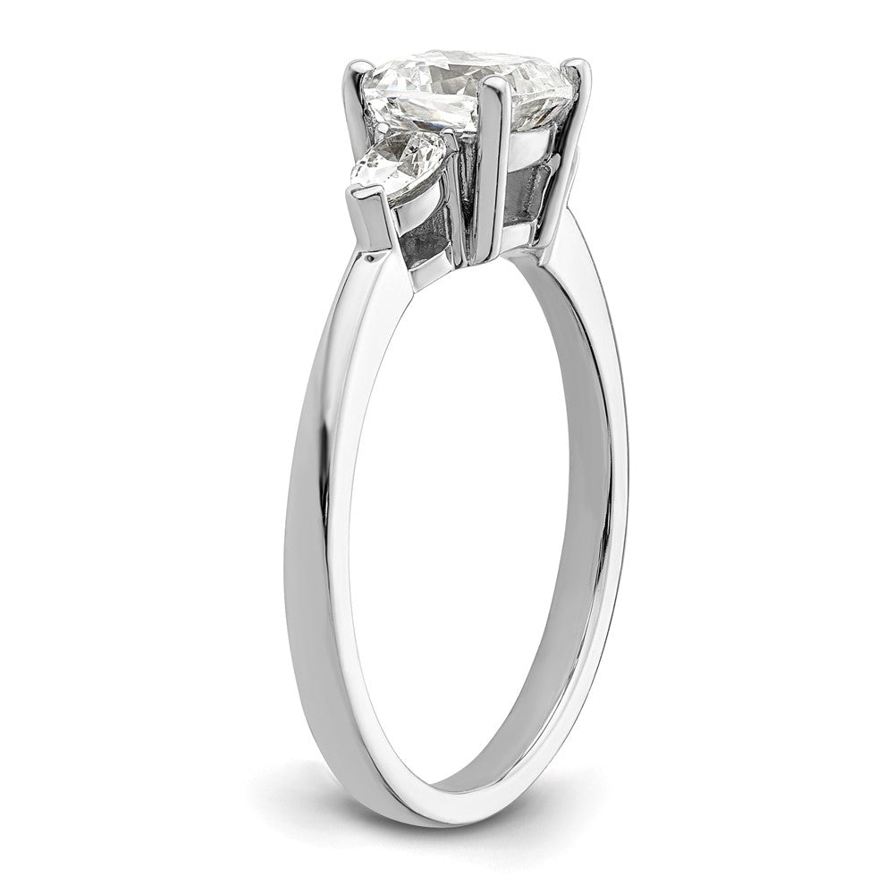 14k White Gold 3 Stone Pear/Cushion Semi-Mount Including 2-Pear Side Stones Dia Ring