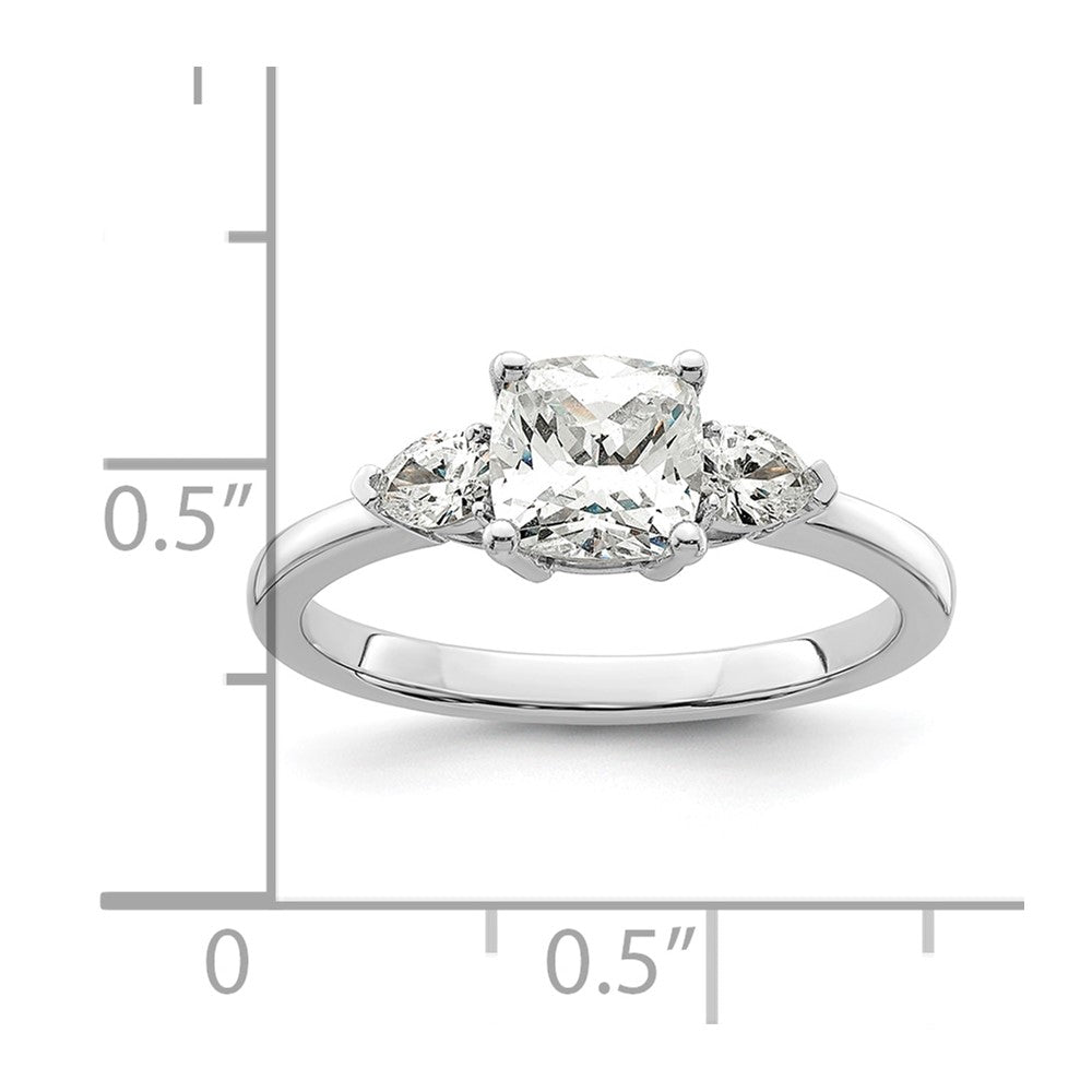 14k White Gold 3 Stone Pear/Cushion Semi-Mount Including 2-Pear Side Stones Dia Ring