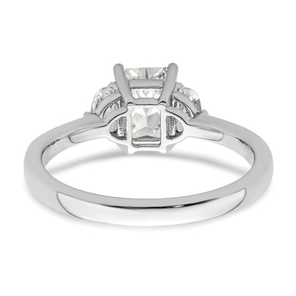 14k White Gold 3 Stone Half Moon/Emerald Semi-Mount Including 2-Half Moon Side Stones Dia Ring
