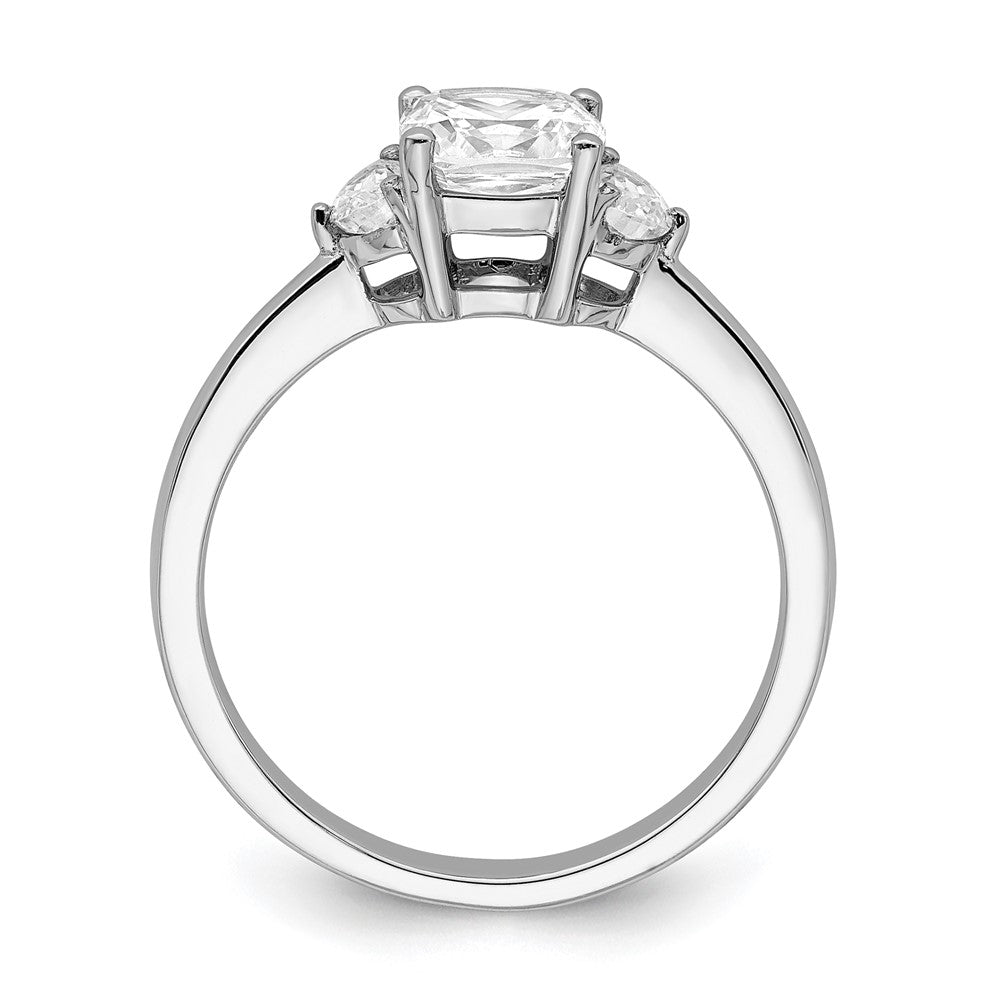 14k White Gold 3 Stone Half Moon/Cushion Semi-Mount Including 2-Half Moon Side Stones Dia Ring