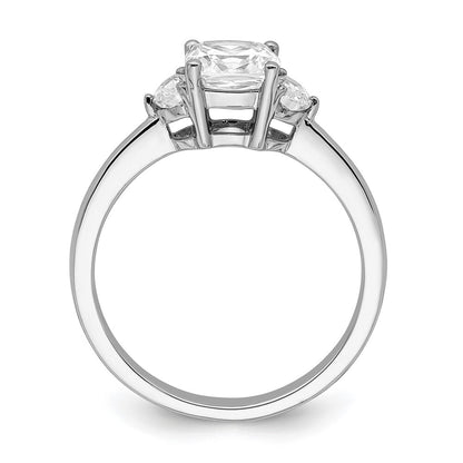 14k White Gold 3 Stone Half Moon/Cushion Semi-Mount Including 2-Half Moon Side Stones Dia Ring