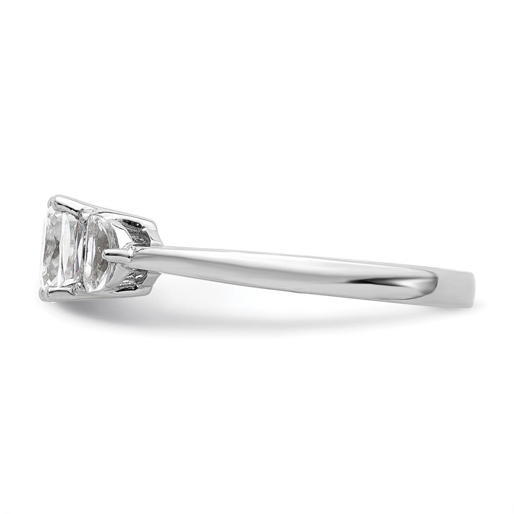 14k White Gold 3 Stone Half Moon/Cushion Semi-Mount Including 2-Half Moon Side Stones Dia Ring