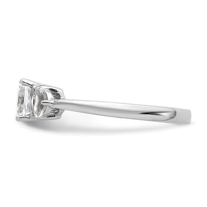 14k White Gold 3 Stone Half Moon/Cushion Semi-Mount Including 2-Half Moon Side Stones Dia Ring
