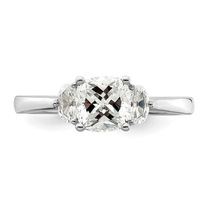 14k White Gold 3 Stone Half Moon/Cushion Semi-Mount Including 2-Half Moon Side Stones Dia Ring