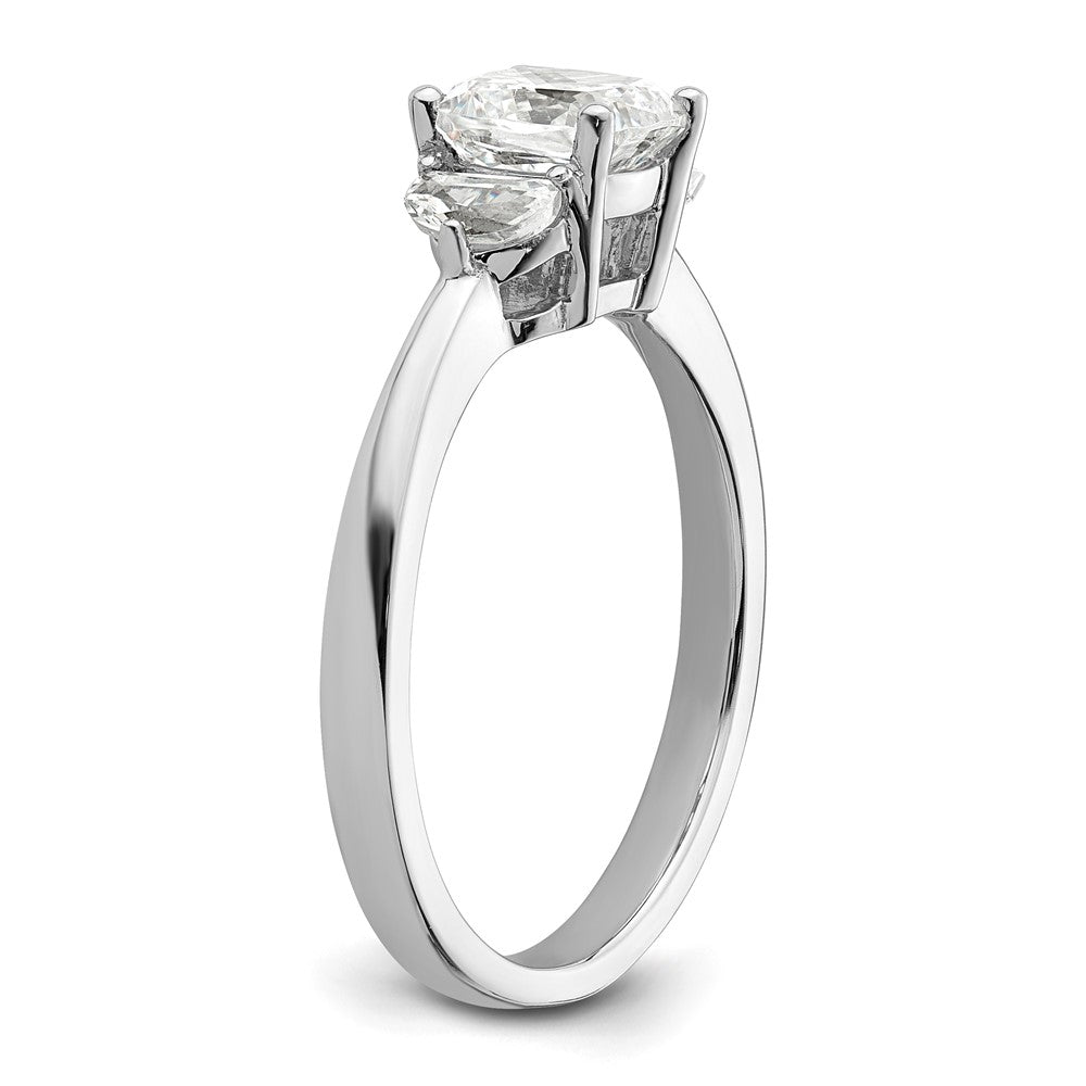 14k White Gold 3 Stone Half Moon/Cushion Semi-Mount Including 2-Half Moon Side Stones Dia Ring