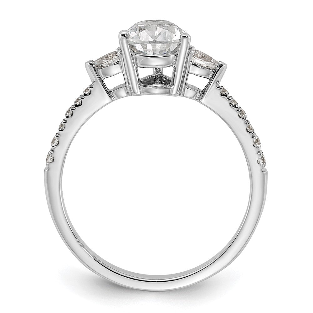 14k White Gold 3 Stone Pear/Pear Center Semi-Mount Including 2-Pear Side Stones Dia Ring