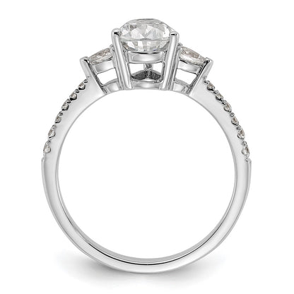 14k White Gold 3 Stone Pear/Pear Center Semi-Mount Including 2-Pear Side Stones Dia Ring