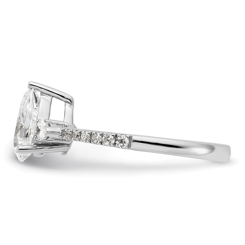 14k White Gold 3 Stone Pear/Pear Center Semi-Mount Including 2-Pear Side Stones Dia Ring
