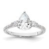 14k White Gold 3 Stone Pear/Pear Center Semi-Mount Including 2-Pear Side Stones Dia Ring