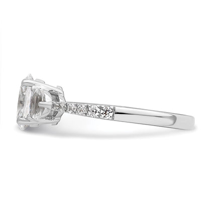 14k White Gold 3 Stone Half Moon/Oval Semi-Mount Including 2-Half Moon Side Stones Dia Ring