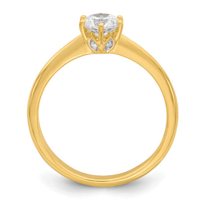 14k (Holds 1/2 carat (5.20 mm) Round) 4-Prong with .01 carat Diamond Leaf Design Semi-Mount Engagement Ring