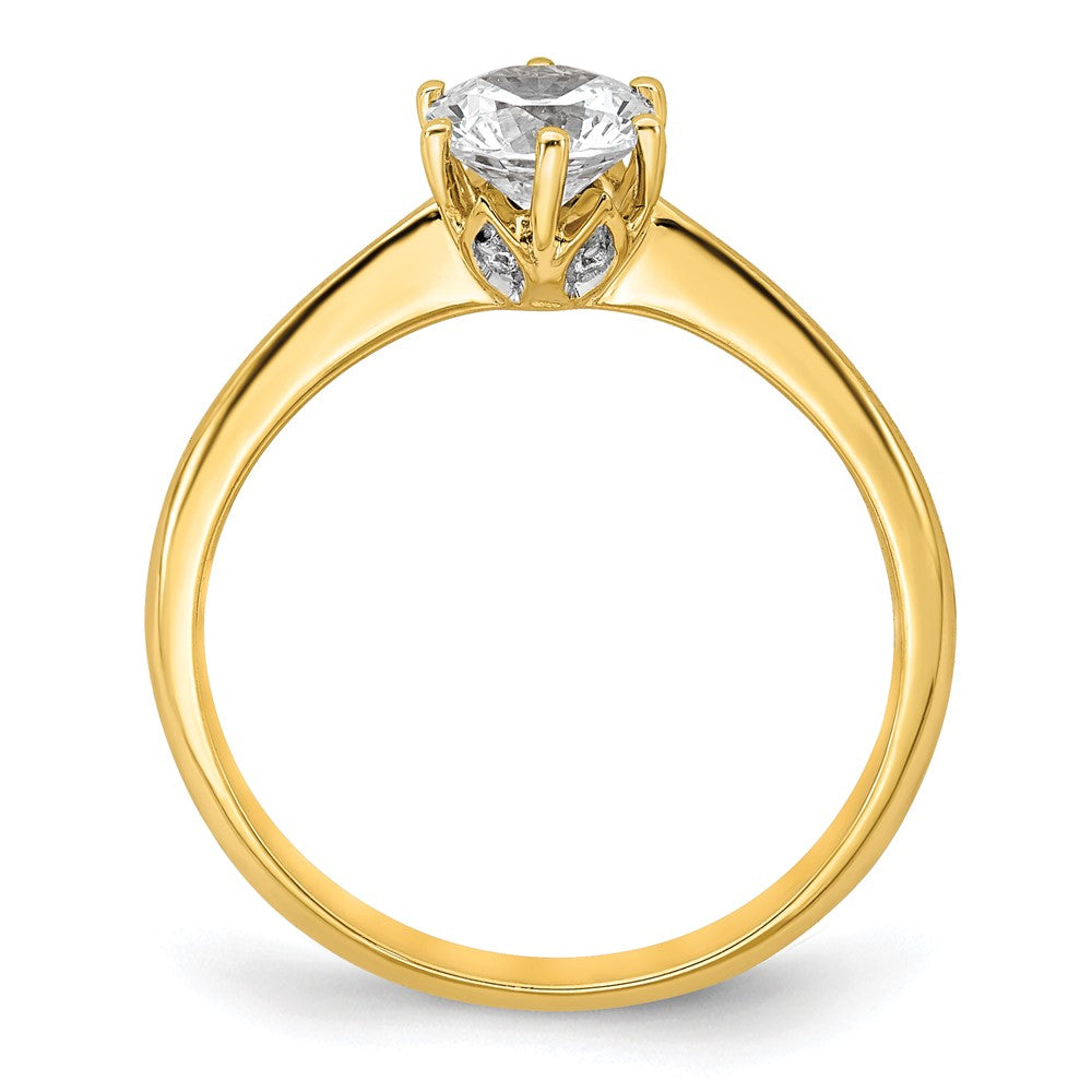 14k (Holds 3/4 carat (5.80 mm) Round) 4-Prong with .02 carat Diamond Leaf Design Semi-Mount Engagement Ring