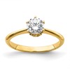 14k (Holds 3/4 carat (5.80 mm) Round) 4-Prong with .02 carat Diamond Leaf Design Semi-Mount Engagement Ring