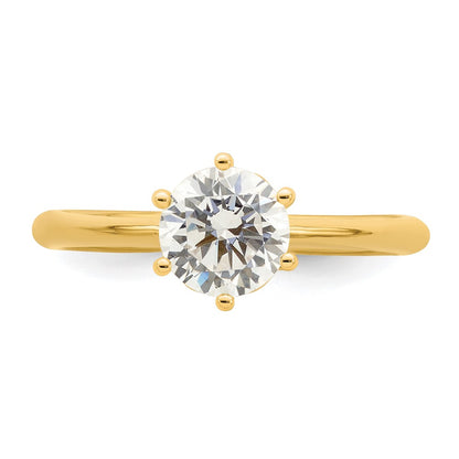 14k (Holds 1 carat (6.50 mm) Round) 6-Prong with .02 carat Diamond Leaf Design Semi-Mount Engagement Ring