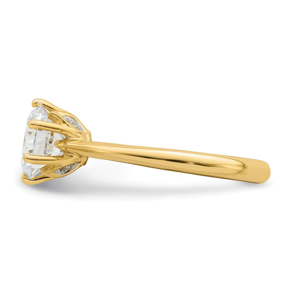 14k (Holds 1.25 carat (7.50 mm) Round) 4-Prong with .03 carat Diamond Leaf Design Semi-Mount Engagement Ring