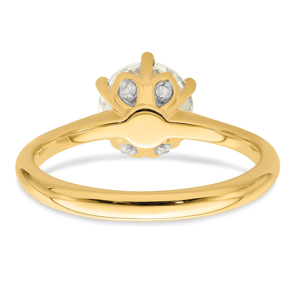14k (Holds 1.25 carat (7.50 mm) Round) 4-Prong with .03 carat Diamond Leaf Design Semi-Mount Engagement Ring