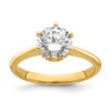 14k (Holds 1.25 carat (7.50 mm) Round) 4-Prong with .03 carat Diamond Leaf Design Semi-Mount Engagement Ring