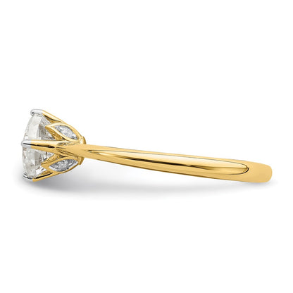 14k (Holds 1 carat (6.00 mm) Cushion-cut) 4-Prong with .03 carat Diamond Leaf Design Semi-Mount Engagement Ring