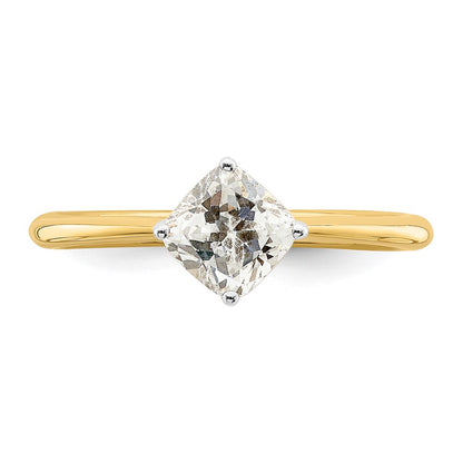 14k (Holds 1 carat (6.00 mm) Cushion-cut) 4-Prong with .03 carat Diamond Leaf Design Semi-Mount Engagement Ring