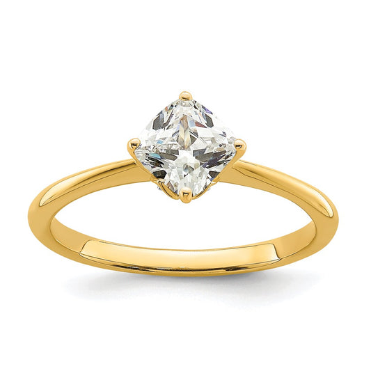 14k (Holds 1 carat (6.00 mm) Cushion-cut) 4-Prong with .03 carat Diamond Leaf Design Semi-Mount Engagement Ring