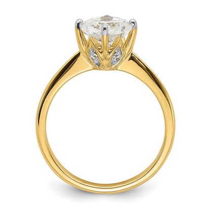 14k (Holds 1.5 carat (7.00 mm) Cushion-cut) 4-Prong with 1/20 carat Diamond Leaf Design Semi-Mount Engagement Ring