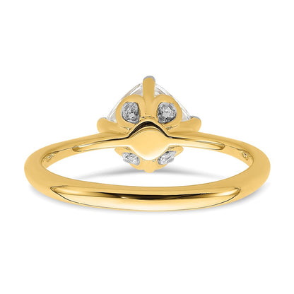 14k (Holds 1.5 carat (7.00 mm) Cushion-cut) 4-Prong with 1/20 carat Diamond Leaf Design Semi-Mount Engagement Ring
