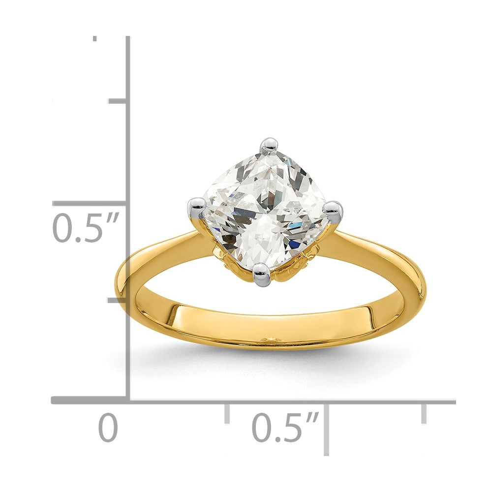 14k (Holds 2 carat (7.60 mm) Cushion-cut) 4-Prong with 1/15 carat Diamond Leaf Design Semi-Mount Engagement Ring