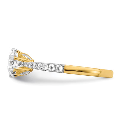 14k Gold Leaf Design (Holds 3/4 carat (5.8mm) Round Center) 1/4 carat Diamond Semi-Mount Engagement Ring