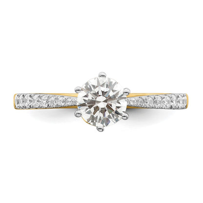 14k Gold Leaf Design (Holds 3/4 carat (5.8mm) Round Center) 1/4 carat Diamond Semi-Mount Engagement Ring