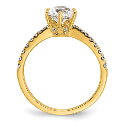 14k Gold Leaf Design (Holds 1 carat (6.5mm) Round Center) 1/4 carat Diamond Semi-Mount Engagement Ring