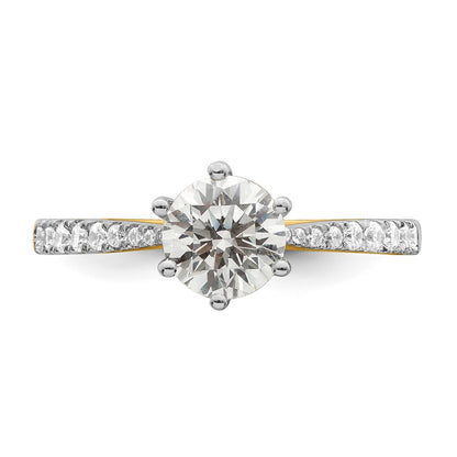 14k Gold Leaf Design (Holds 1 carat (6.5mm) Round Center) 1/4 carat Diamond Semi-Mount Engagement Ring