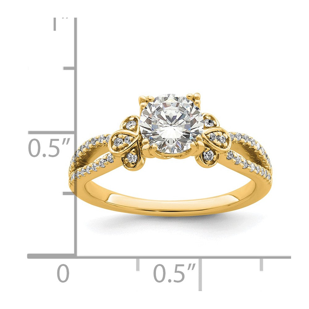 14k Split Shank (Holds 1 carat (6.5mm) Round Center) 1/6 carat Diamond Semi-Mount Engagement Ring