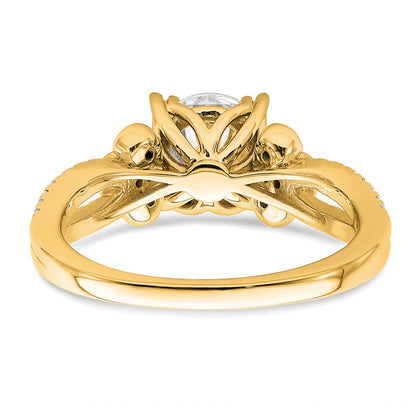 14k Split Shank (Holds 1.5 carat (7.5mm) Round Center) 1/4 carat Diamond Semi-Mount Engagement Ring