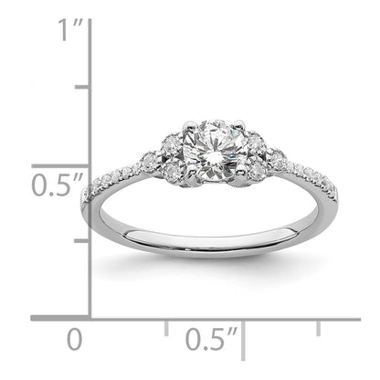 14k White Gold (Holds 1/2 carat (5.2mm) Round Center) 1/8 carat Diamond Semi-mount Engagement Ring
